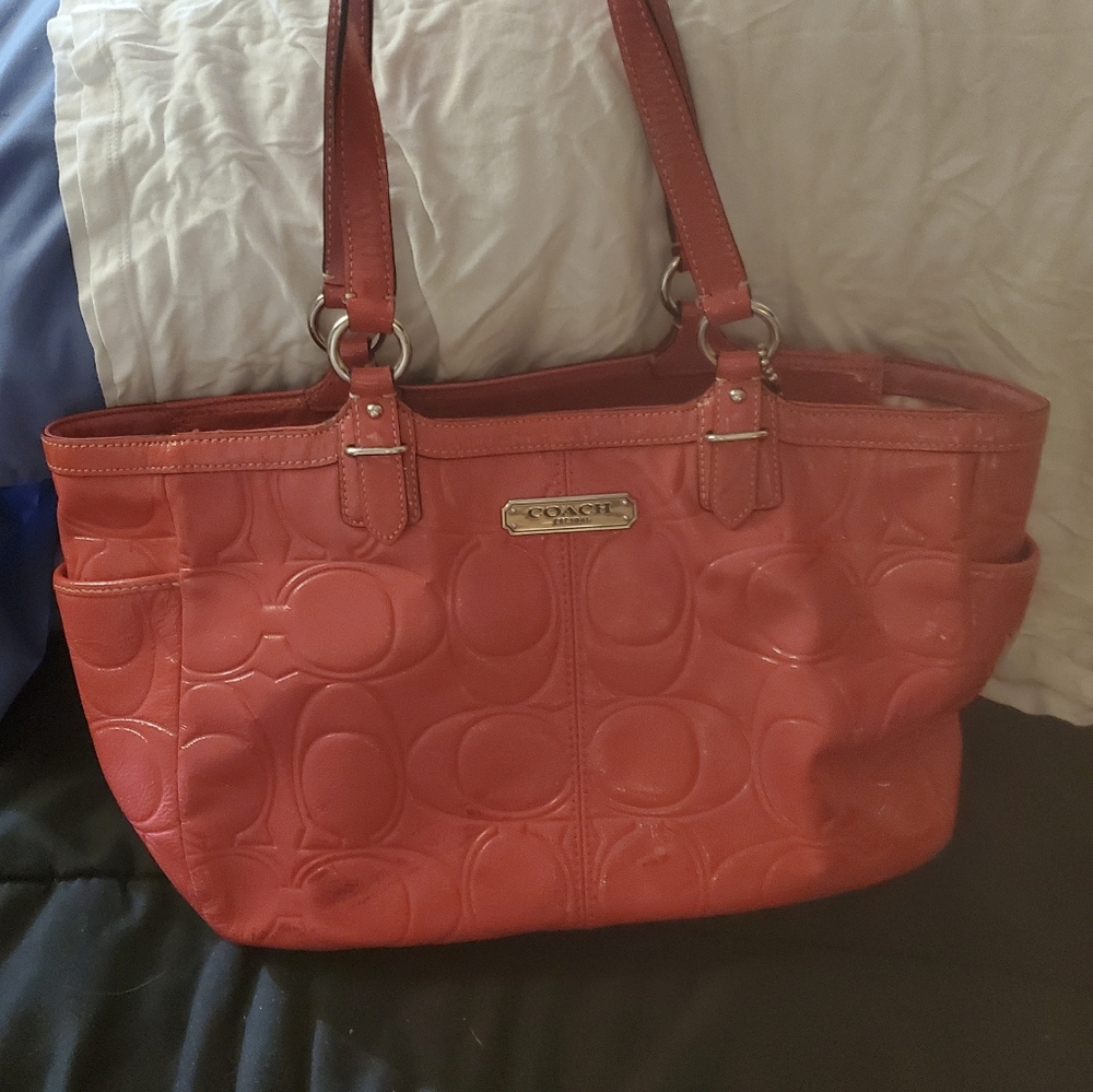 Coach Pink Gallery Embossed Shoulder Bag